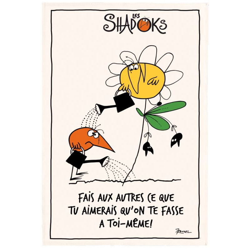 Torchon Shadoks Fais aux autres Ecru 48 x 72 - ECRU - 48 X 72