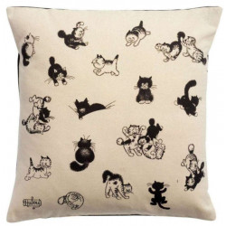 Coussin Dubout Les chatons Ecru 45 x 45 - ECRU - 45 X 45