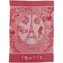 Torchon jacquard Tour Eiffel Rouge 50 x 70 - ROUGE - 50 X 70