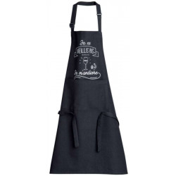 Tablier de cuisine Je m'améliore recyclé Noir 72 x 90 - NOIR - 72 X 90