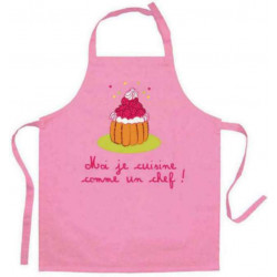 Tablier de cuisine enfant Je cuisine comme un chef recyclé Rose 52 x 63 - ROSE - 52 X 63