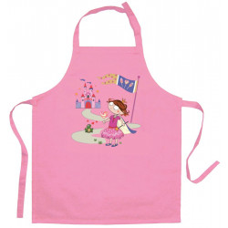 Tablier de cuisine enfant Princesse et grenouille recyclé Rose 52 x 63 - ROSE - 52 X 63